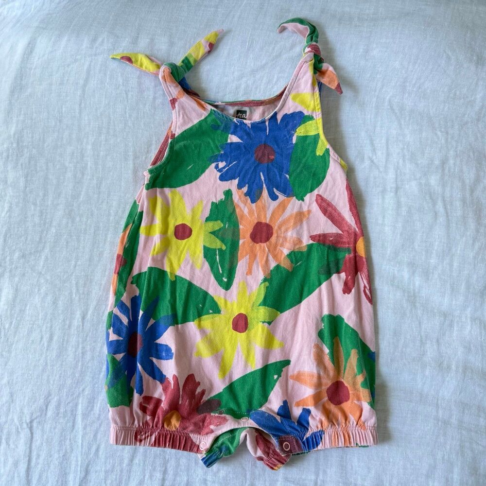 Tea Romper Floral Sleeveless Baby One-piece 95% Cotton Sz 18-24m
